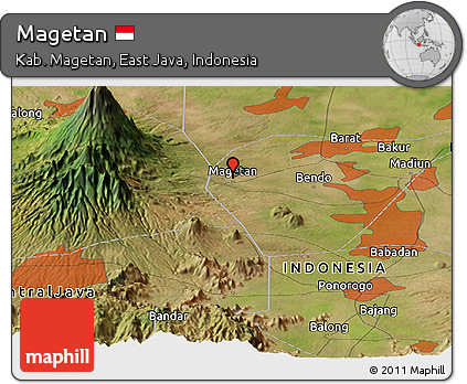 Satellite Panoramic Map of Magetan