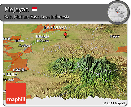 Satellite Panoramic Map of Mejayan