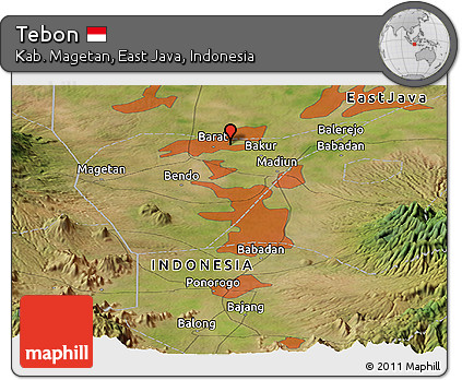 Satellite Panoramic Map of Tebon