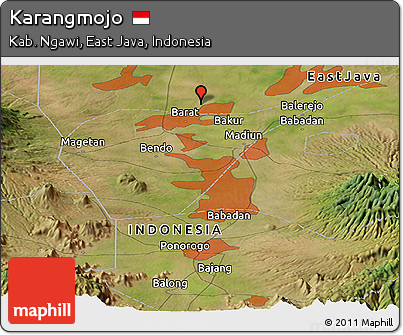 Satellite Panoramic Map of Karangmojo