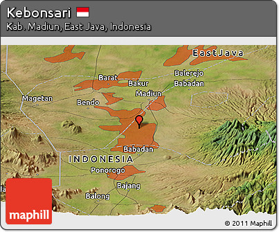 Satellite Panoramic Map of Kebonsari