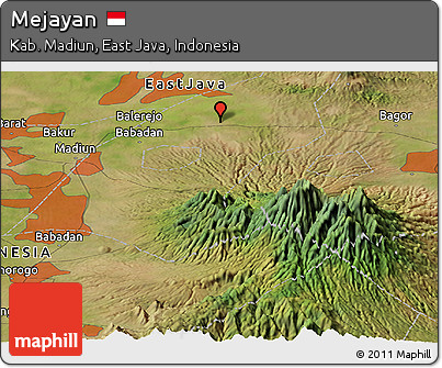 Satellite Panoramic Map of Mejayan