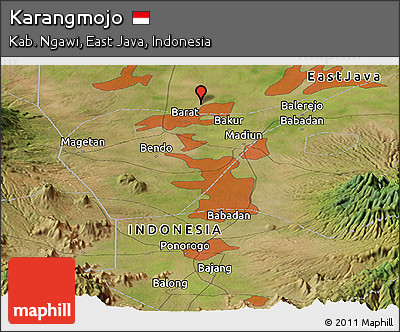 Satellite Panoramic Map of Karangmojo