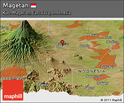 Satellite Panoramic Map of Magetan