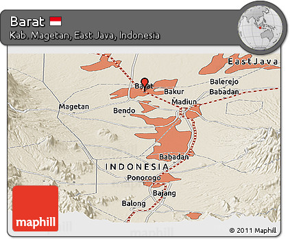 Shaded Relief Panoramic Map of Barat