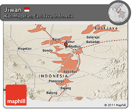 Shaded Relief Panoramic Map of Jiwan