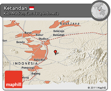 Shaded Relief Panoramic Map of Ketandan