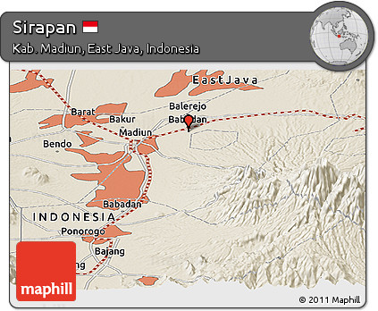 Shaded Relief Panoramic Map of Sirapan