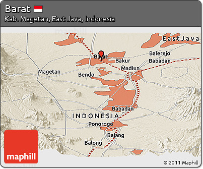 Shaded Relief Panoramic Map of Barat
