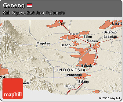 Shaded Relief Panoramic Map of Geneng