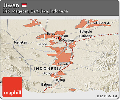 Shaded Relief Panoramic Map of Jiwan
