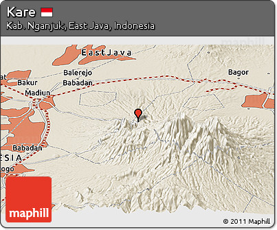 Shaded Relief Panoramic Map of Kare