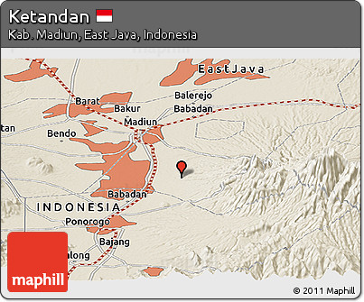 Shaded Relief Panoramic Map of Ketandan