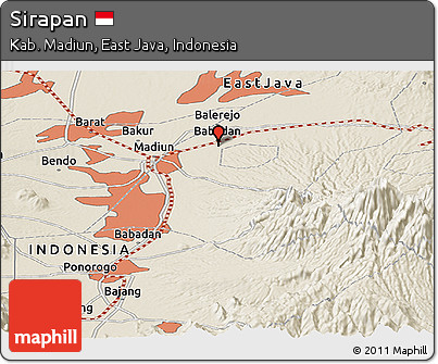 Shaded Relief Panoramic Map of Sirapan