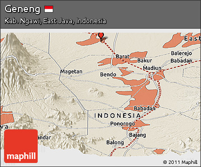 Shaded Relief Panoramic Map of Geneng