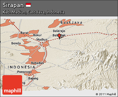 Shaded Relief Panoramic Map of Sirapan