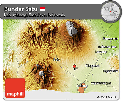 Physical 3D Map of Bunder Satu