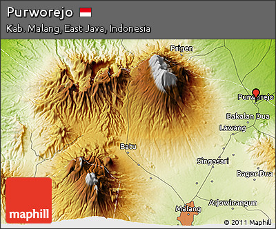 Physical 3D Map of Purworejo