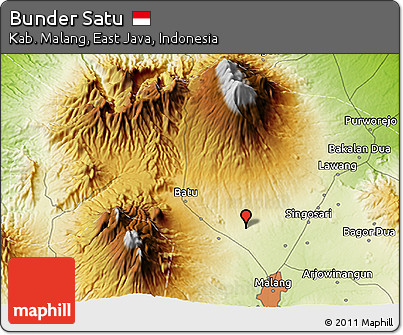 Physical 3D Map of Bunder Satu
