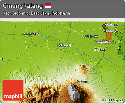 Physical 3D Map of Cmengkalang