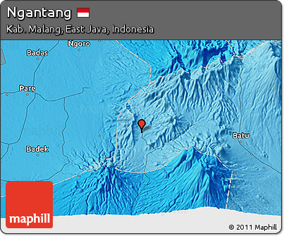 Political 3D Map of Ngantang