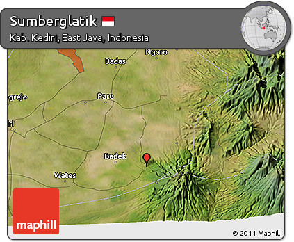 Satellite 3D Map of Sumberglatik