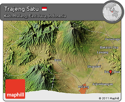 Satellite 3D Map of Trajeng Satu