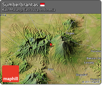 Satellite 3D Map of Sumberbrantas