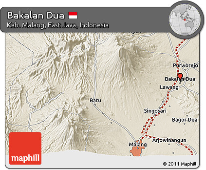 Shaded Relief 3D Map of Bakalan Dua