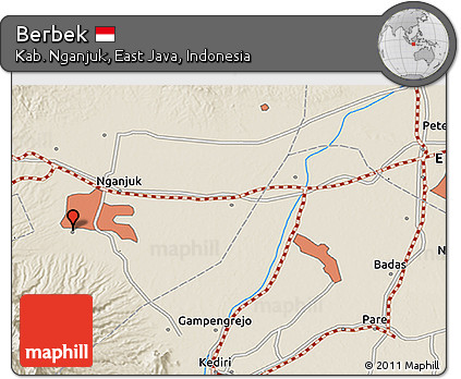 Shaded Relief 3D Map of Berbek