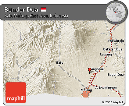 Shaded Relief 3D Map of Bunder Dua