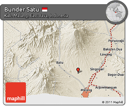 Shaded Relief 3D Map of Bunder Satu