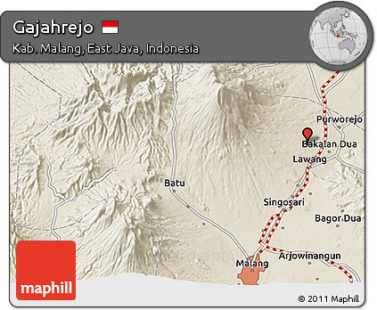 Shaded Relief 3D Map of Gajahrejo