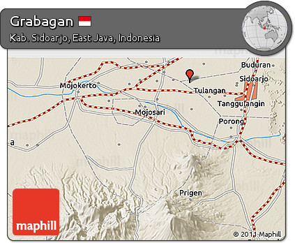 Shaded Relief 3D Map of Grabagan