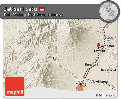 Shaded Relief 3D Map of Jatisari Satu