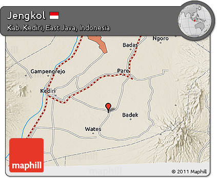 Shaded Relief 3D Map of Jengkol