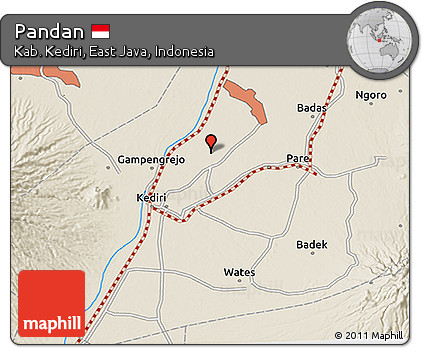 Shaded Relief 3D Map of Pandan