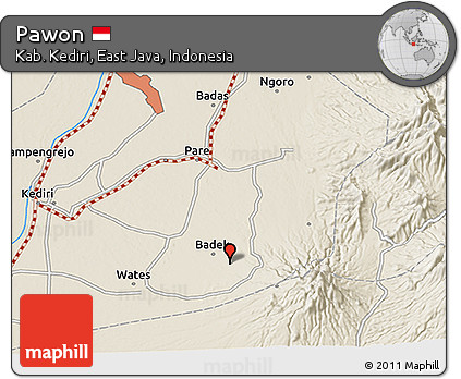 Shaded Relief 3D Map of Pawon