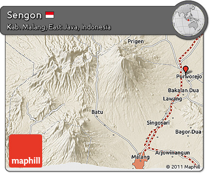 Shaded Relief 3D Map of Sengon