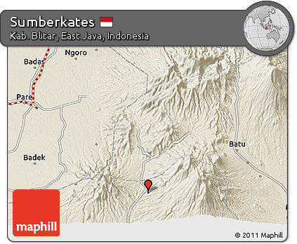 Shaded Relief 3D Map of Sumberkates