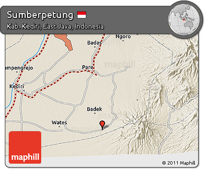 Shaded Relief 3D Map of Sumberpetung