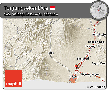 Shaded Relief 3D Map of Tunjungsekar Dua