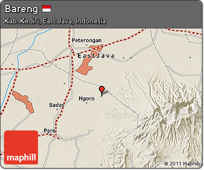 Shaded Relief 3D Map of Bareng
