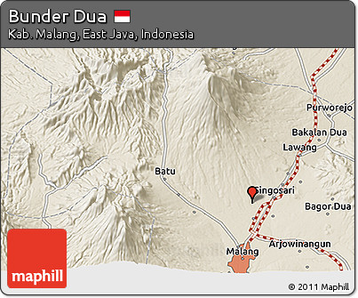 Shaded Relief 3D Map of Bunder Dua