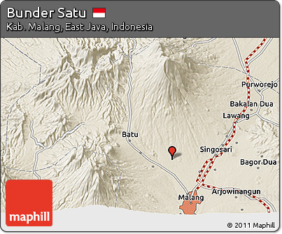 Shaded Relief 3D Map of Bunder Satu