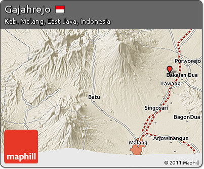 Shaded Relief 3D Map of Gajahrejo