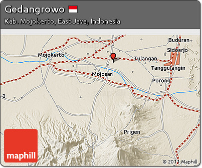 Shaded Relief 3D Map of Gedangrowo