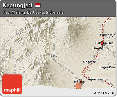 Shaded Relief 3D Map of Kedungjati