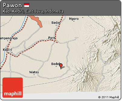 Shaded Relief 3D Map of Pawon