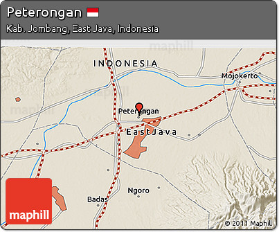 Shaded Relief 3D Map of Peterongan